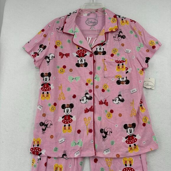 Disney Pajama Set Pink Minnie Mouse Print Size XL Top Size L Bottom - Picture 2 of 13